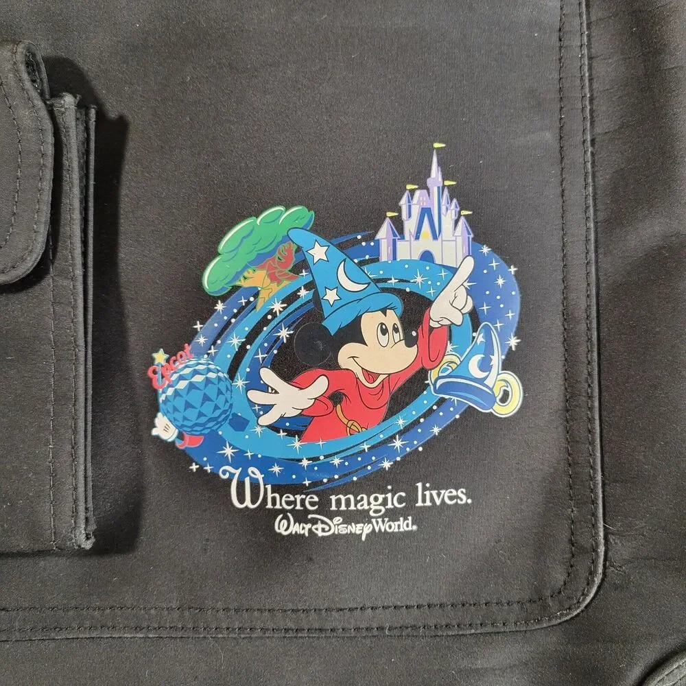 Walt Disney World Vintage Where Magic Lives Drawstring Black Backpack Cinch Bag